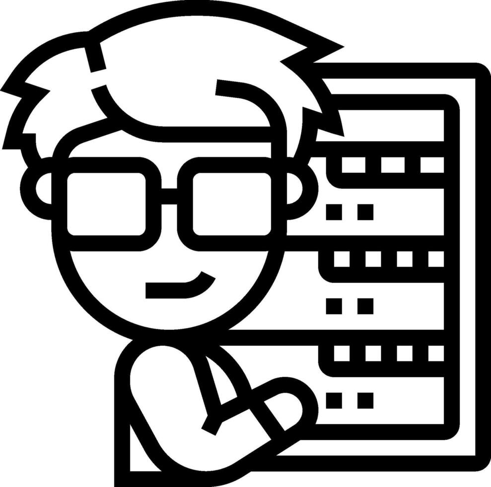 A man with glasses holding a computer vector
