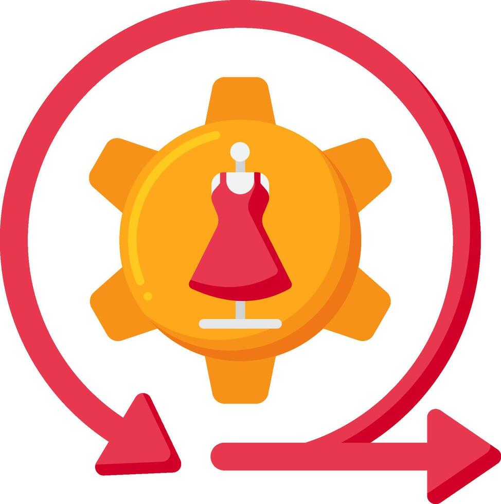 A red dress is on a gear with an arrow pointing to it vector