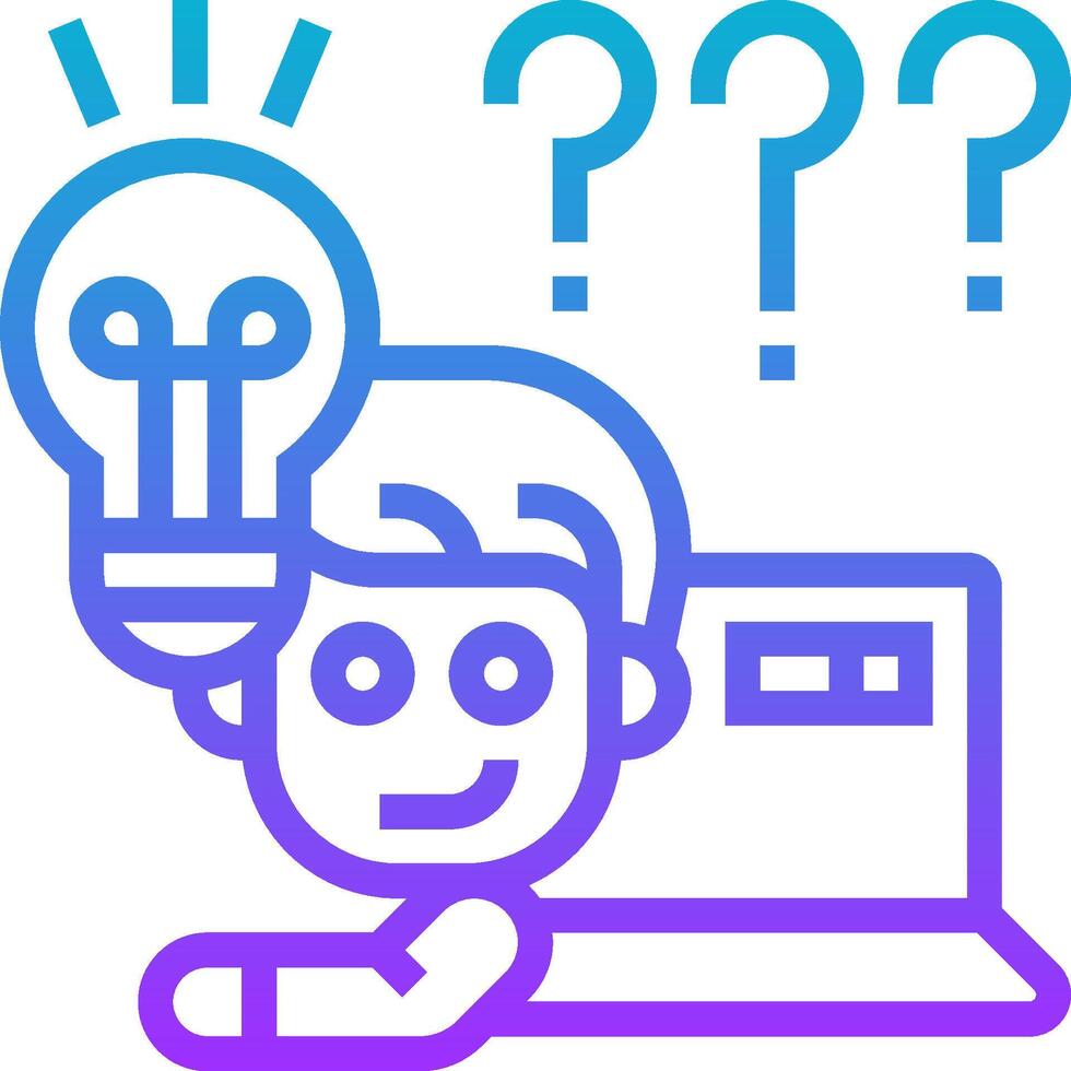 A man with a light bulb on his head and question marks above him vector