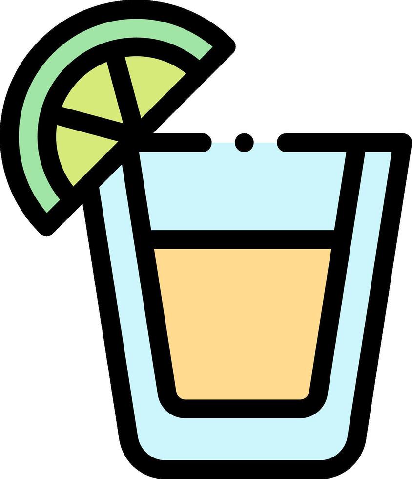 A glass of whiskey with a slice of lime vector