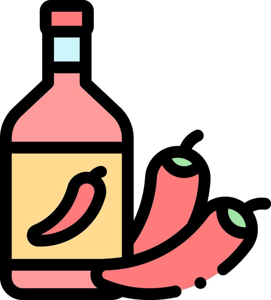 Hot sauce bottle and chili peppers vector