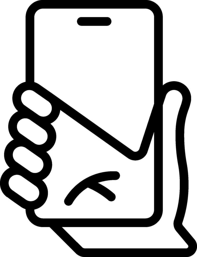 A hand holding a phone with a screen vector