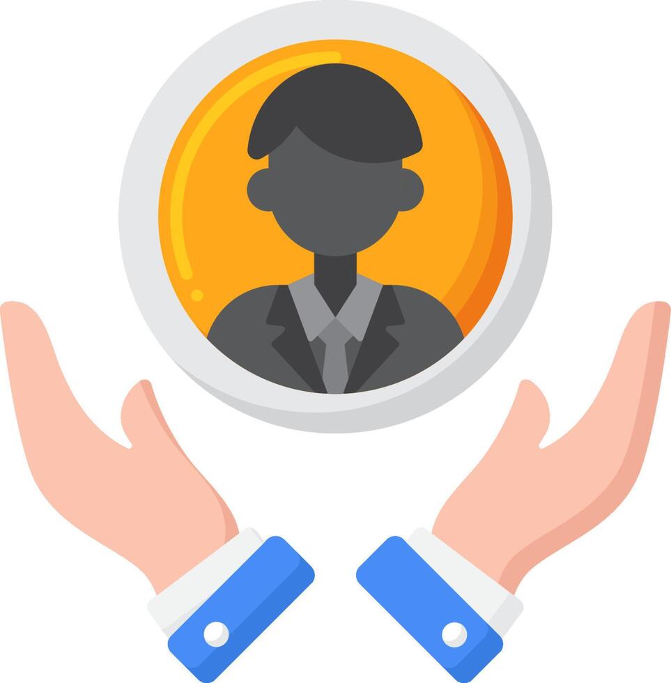 Hands holding a person icon in a circle vector