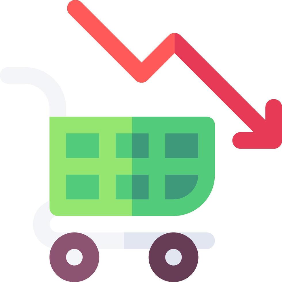 A shopping cart with an arrow going down vector