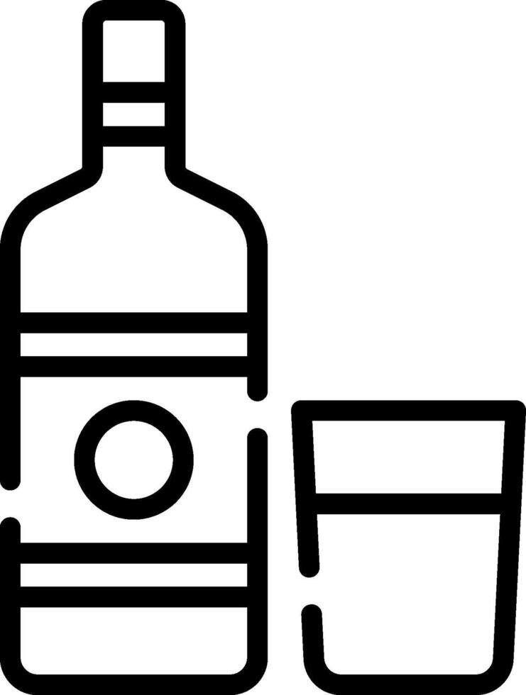 A bottle of alcohol and a glass of water vector