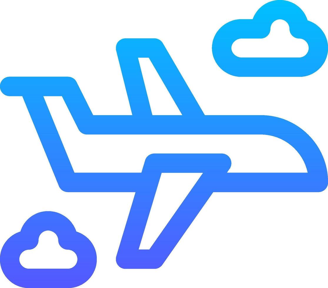 Airplane icon with clouds and blue lines vector