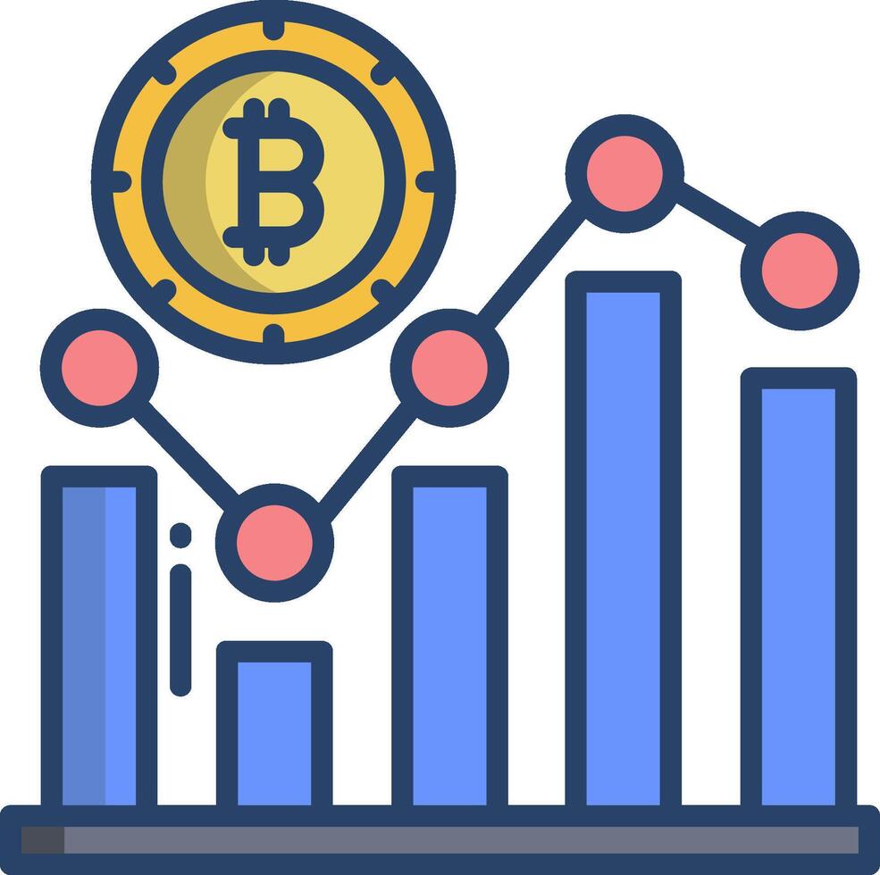 Bitcoin graph and chart icon vector