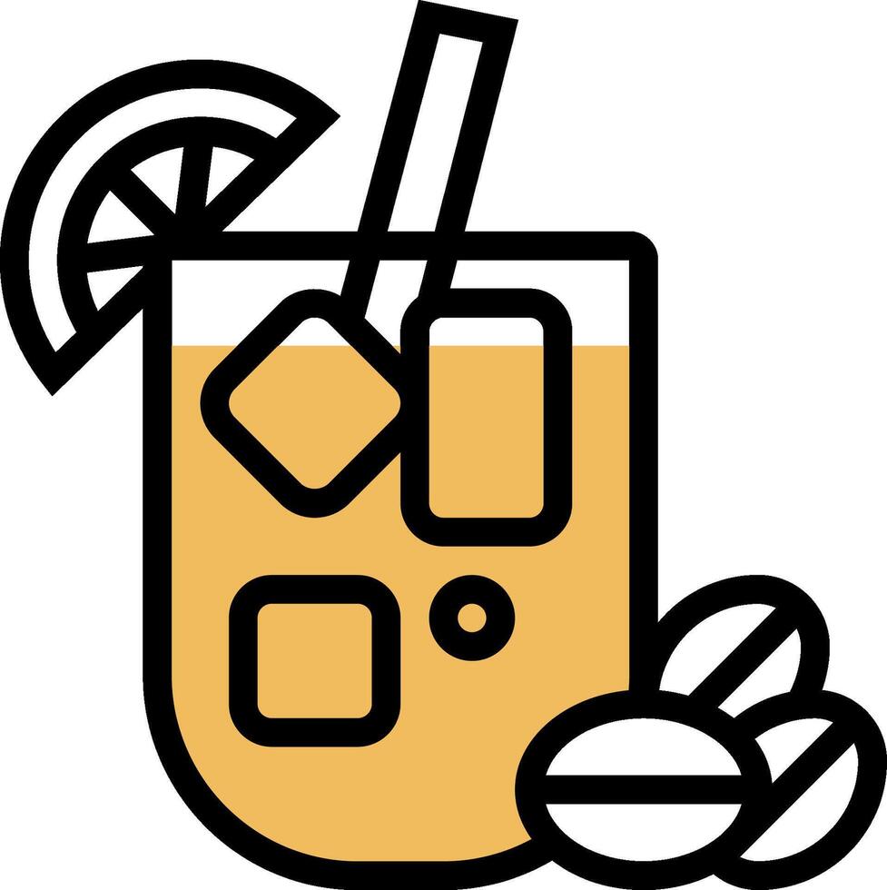 A drink with a slice of lemon and a spoon vector