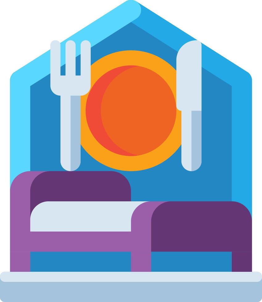 A bed, fork, knife and spoon are in a house vector