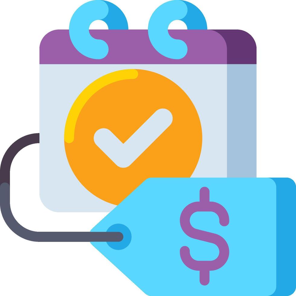 A calendar with a dollar sign and a check mark vector