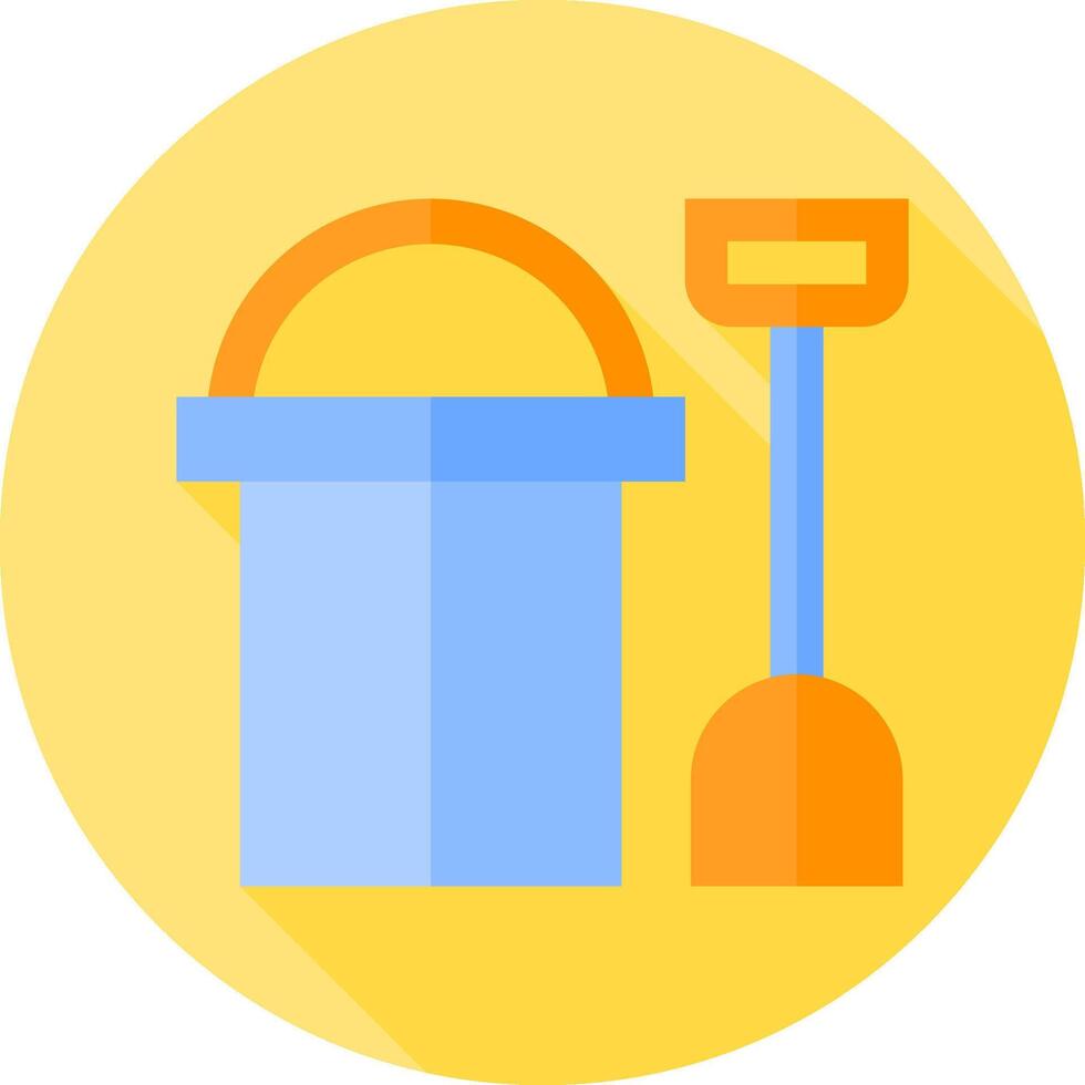 A bucket and shovel icon on a yellow background vector