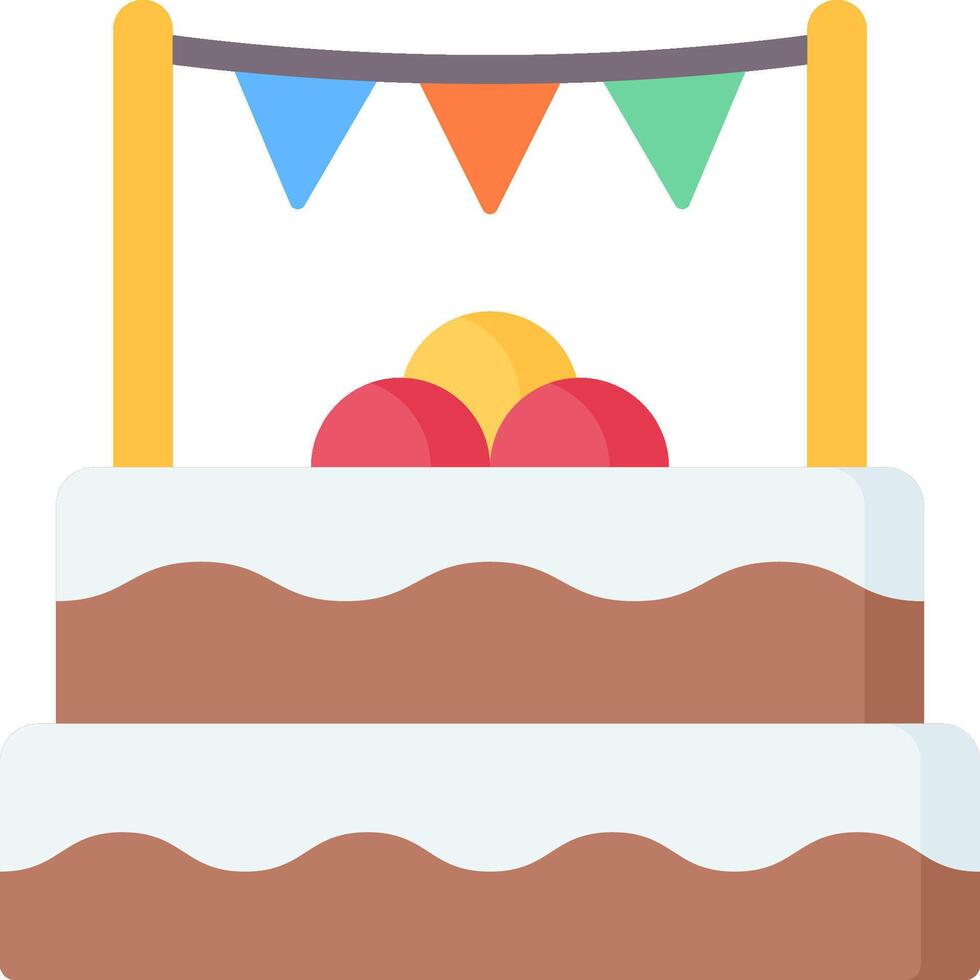 A cake with a flag on top and a bunting vector