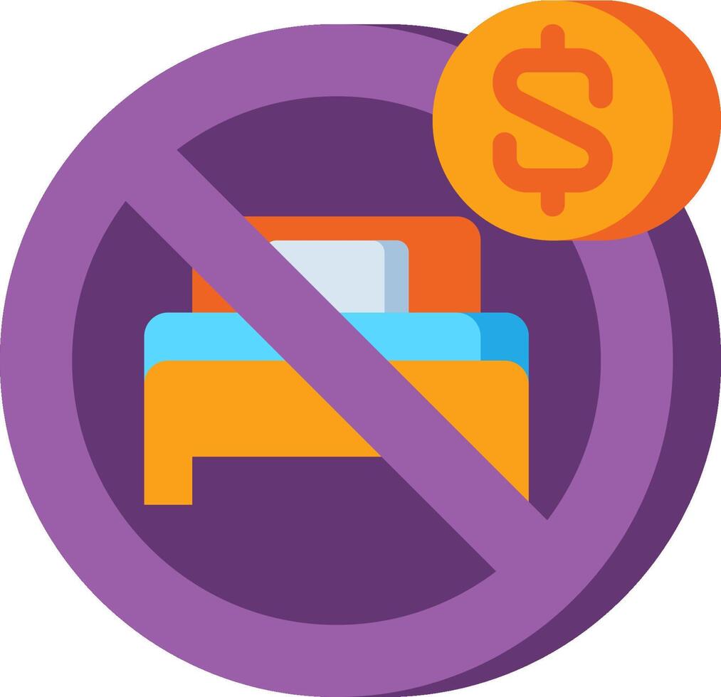 A bed with a dollar sign and a sign that says no bed vector