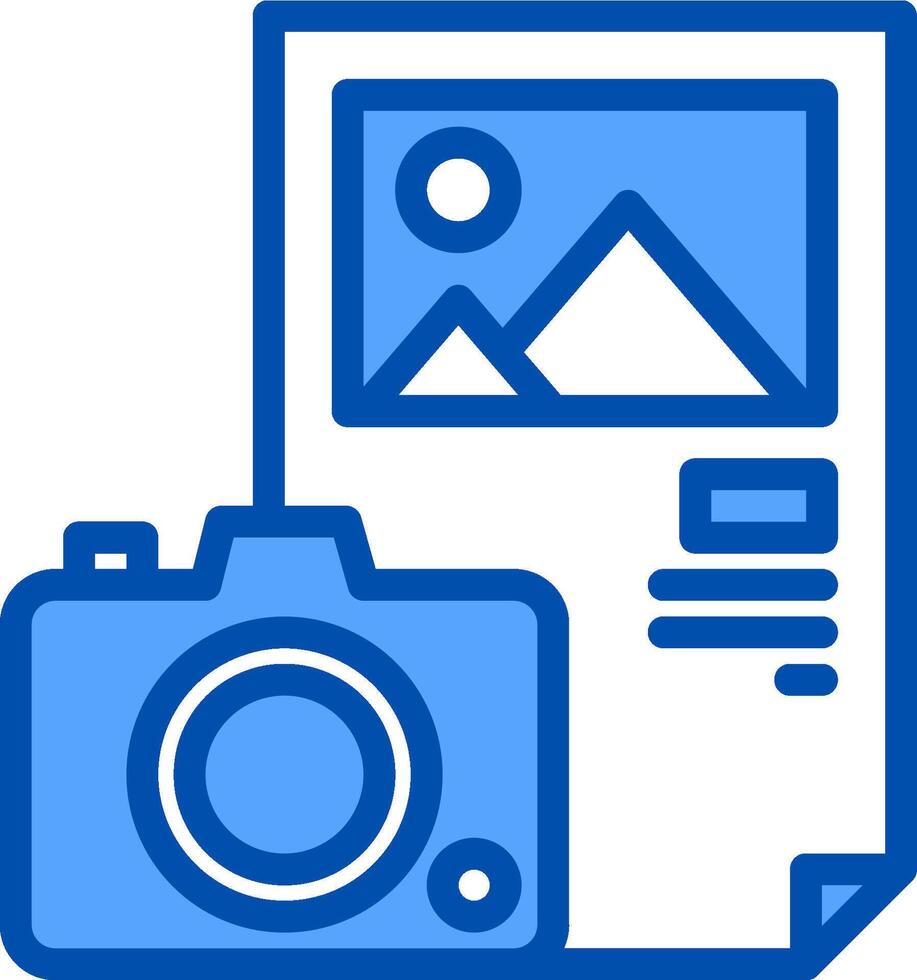 A blue camera and paper with a photo on it vector