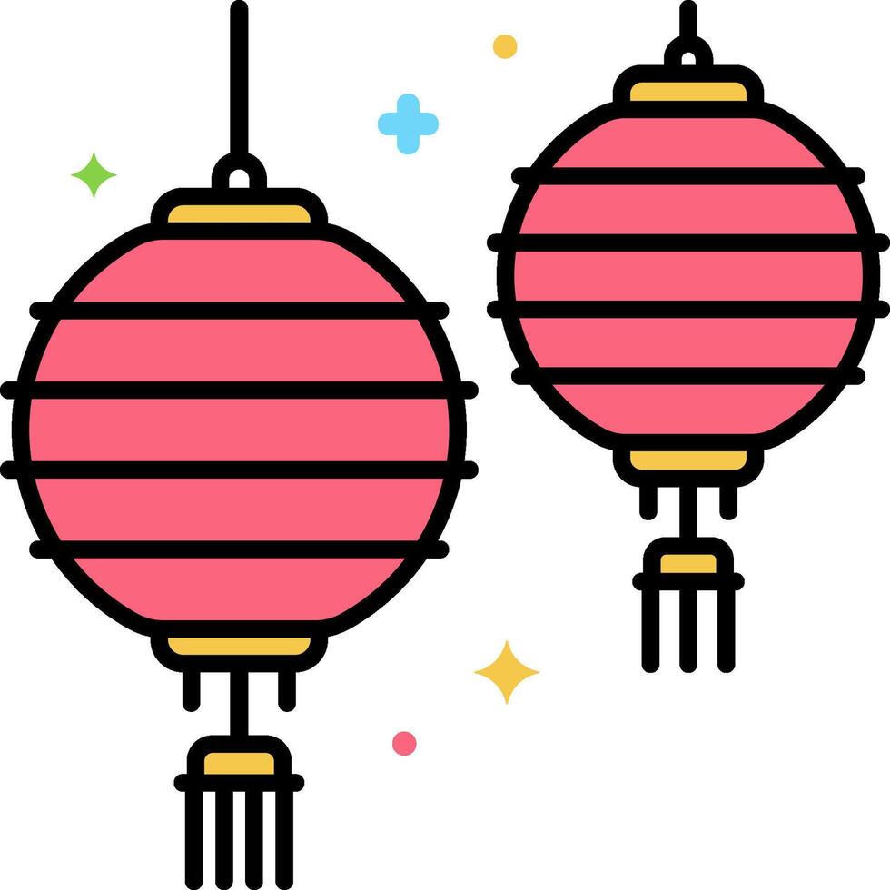 Two red lanterns hanging from a string vector