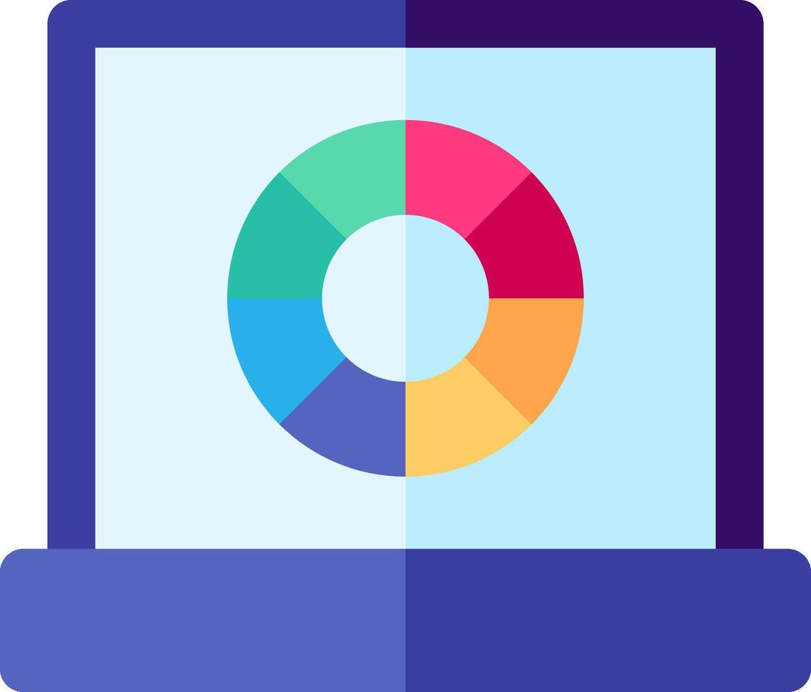 A laptop with a colorful circle on it vector