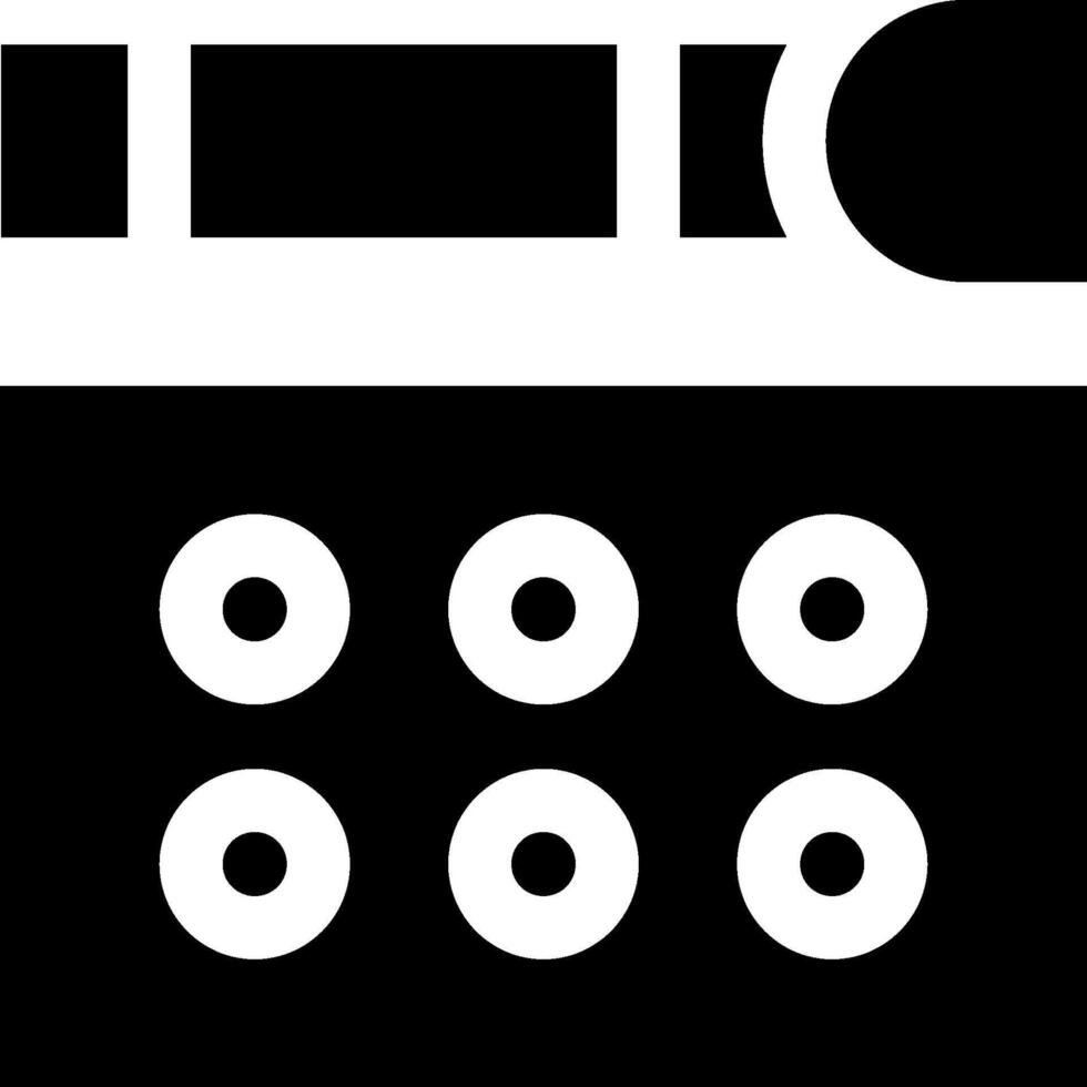 A black and white icon of a clock vector