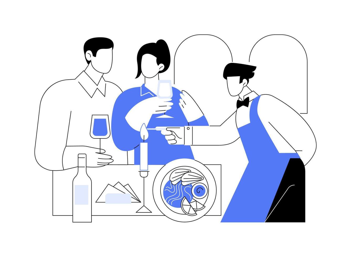 Top waiter isolated cartoon illustrations. vector