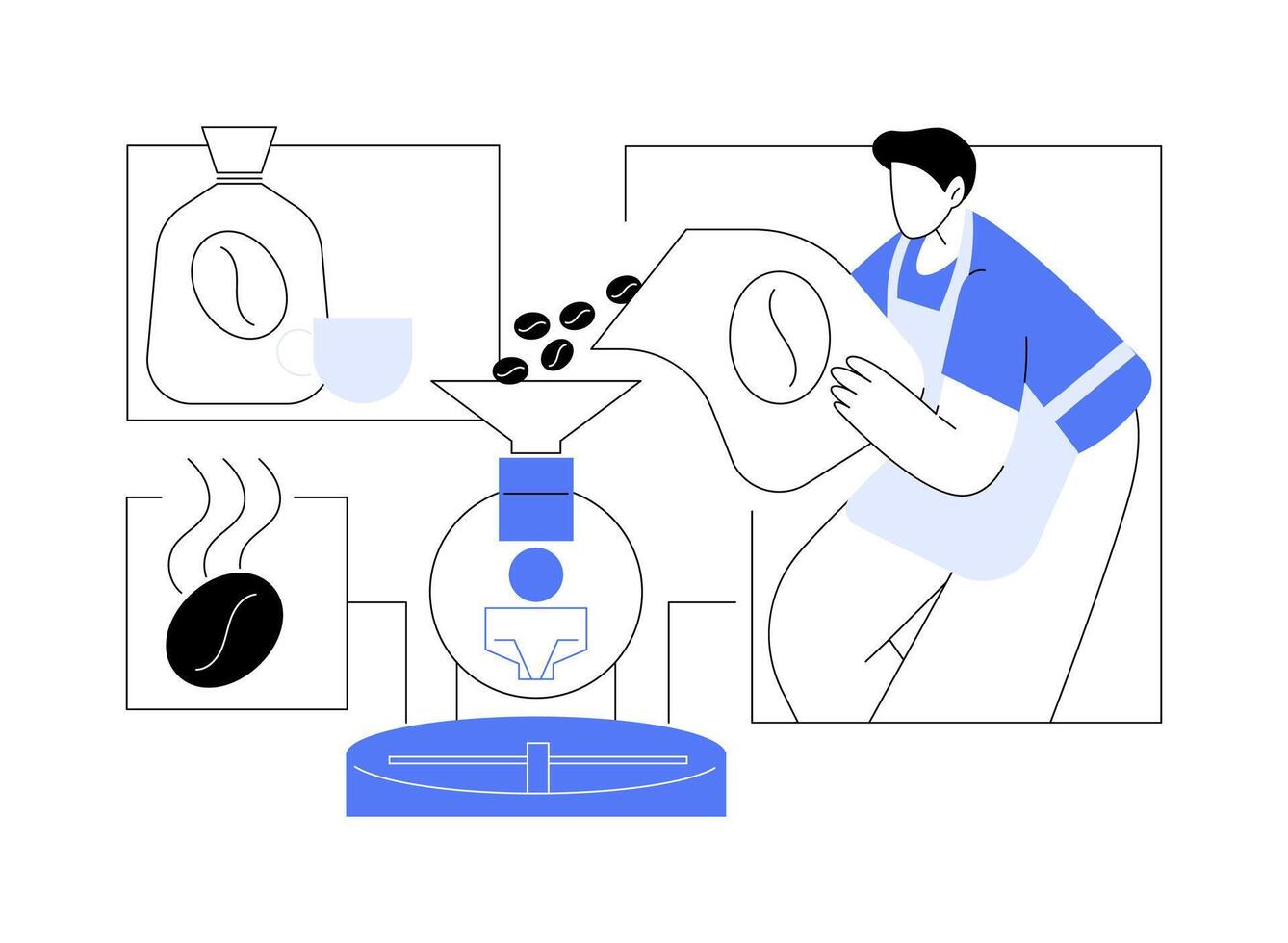 Coffee roastery isolated cartoon illustrations. vector