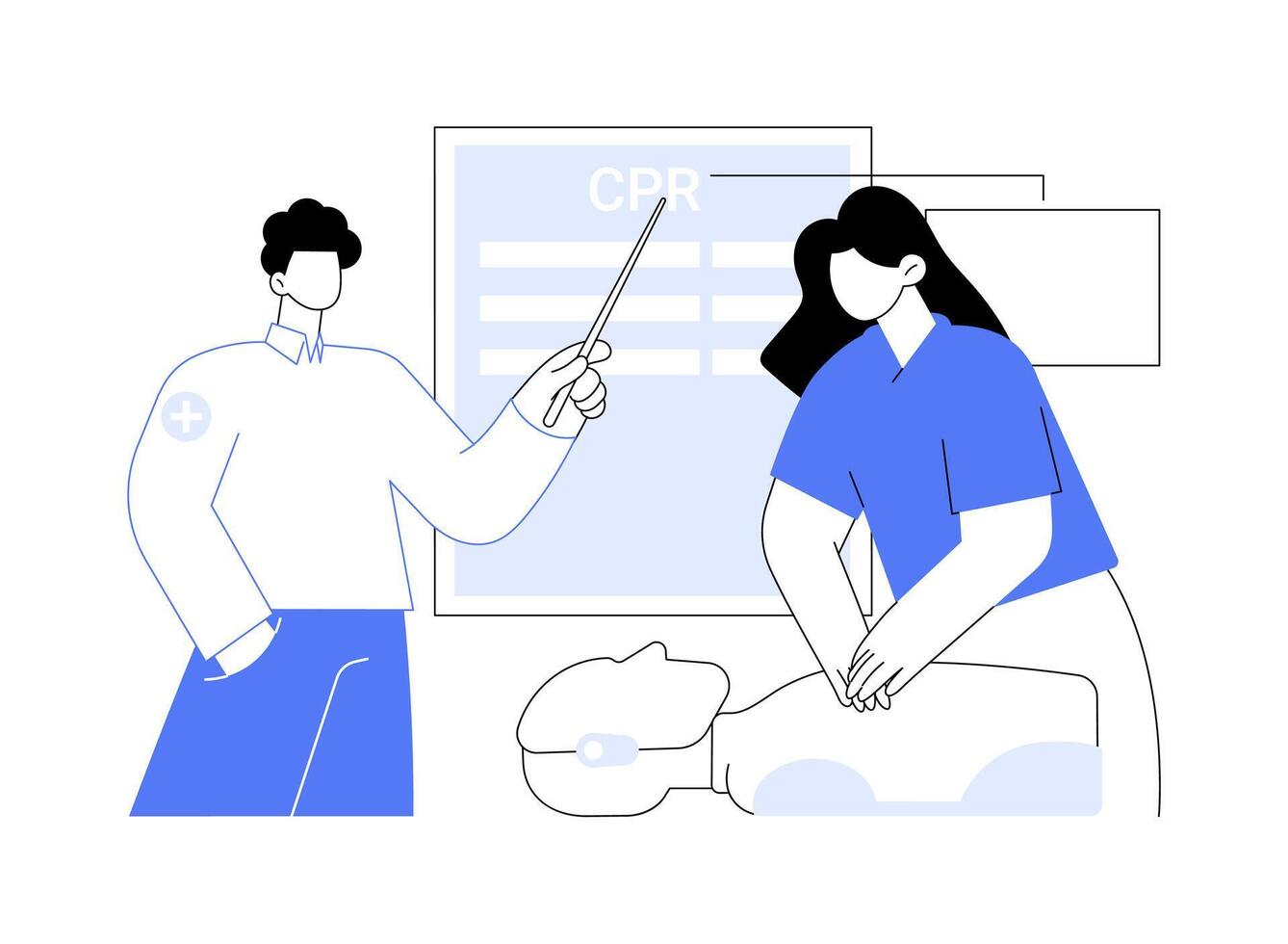 CPR course isolated cartoon illustrations. vector