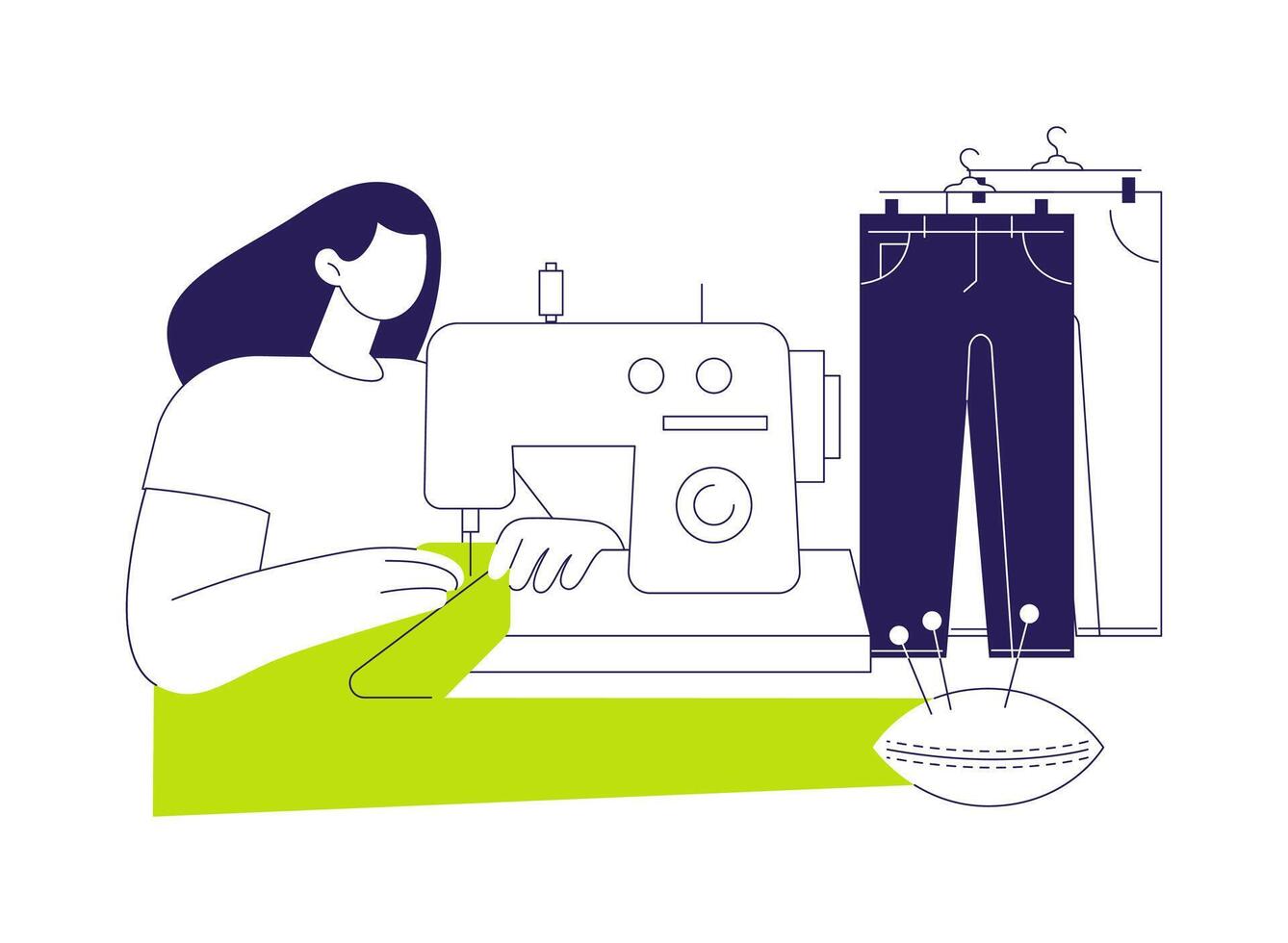 Sewing jeans abstract concept illustration. vector