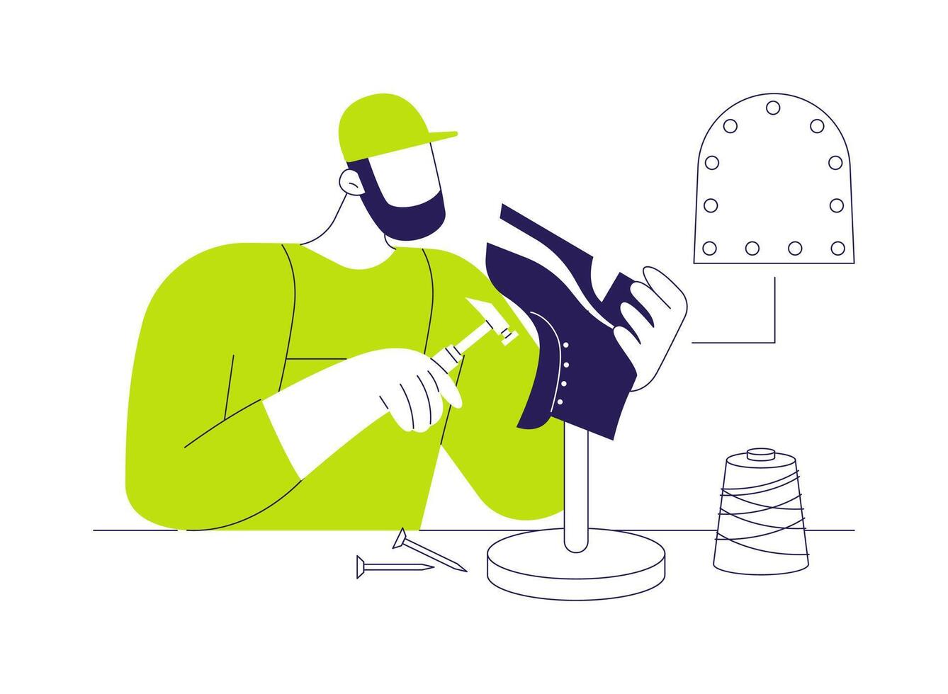 Assembling the shoe abstract concept illustration. vector