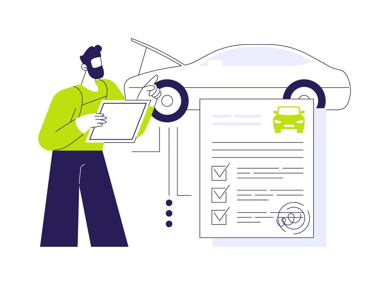 Get a roadworthiness certificate abstract concept illustration. vector