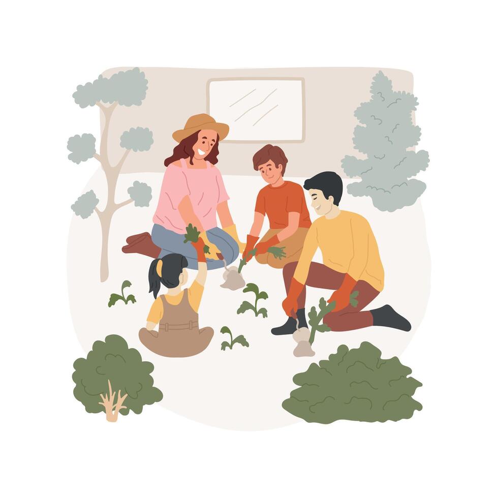 Remove weeds isolated cartoon illustrations. vector