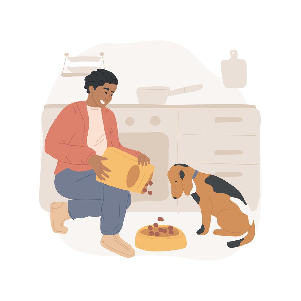 Feeding a dog isolated cartoon illustrations. vector