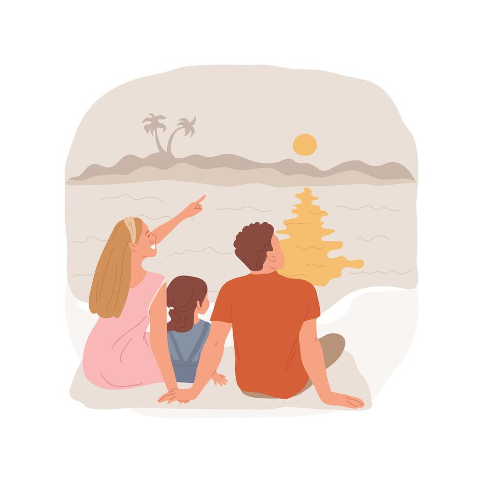 Watch a sunset isolated cartoon illustration. vector