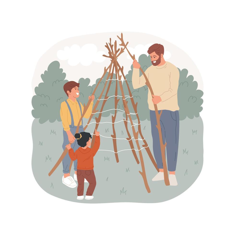 Branch teepee isolated cartoon illustration. vector
