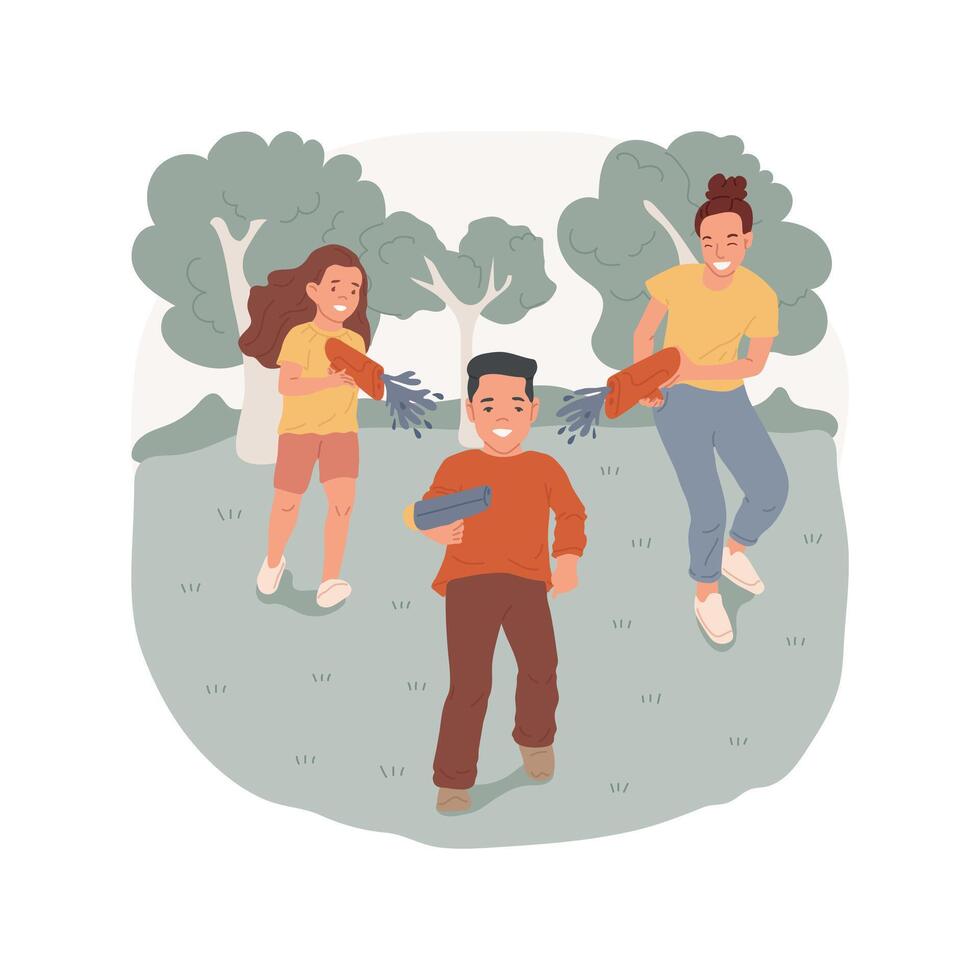 Squirt gun fun isolated cartoon illustration. vector