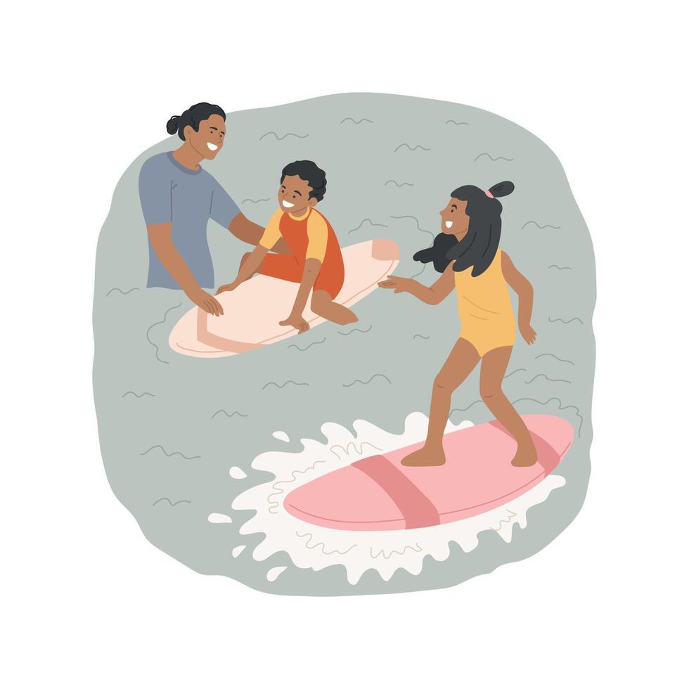 Surfing isolated cartoon illustration. vector