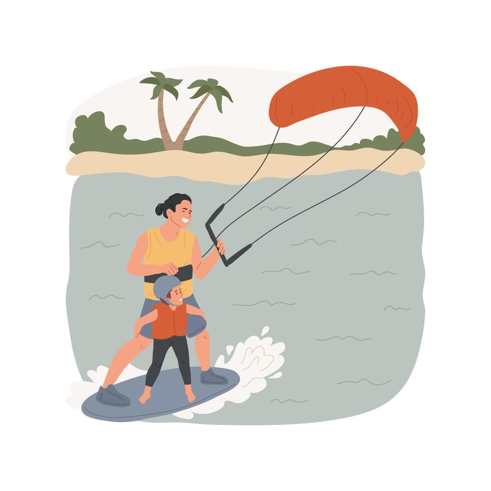 Kitesurfing isolated cartoon illustration. vector