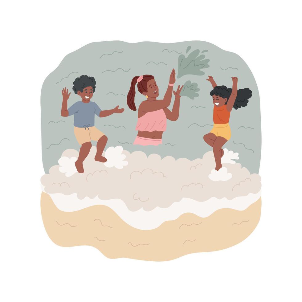 Wave jumping isolated cartoon illustration. vector