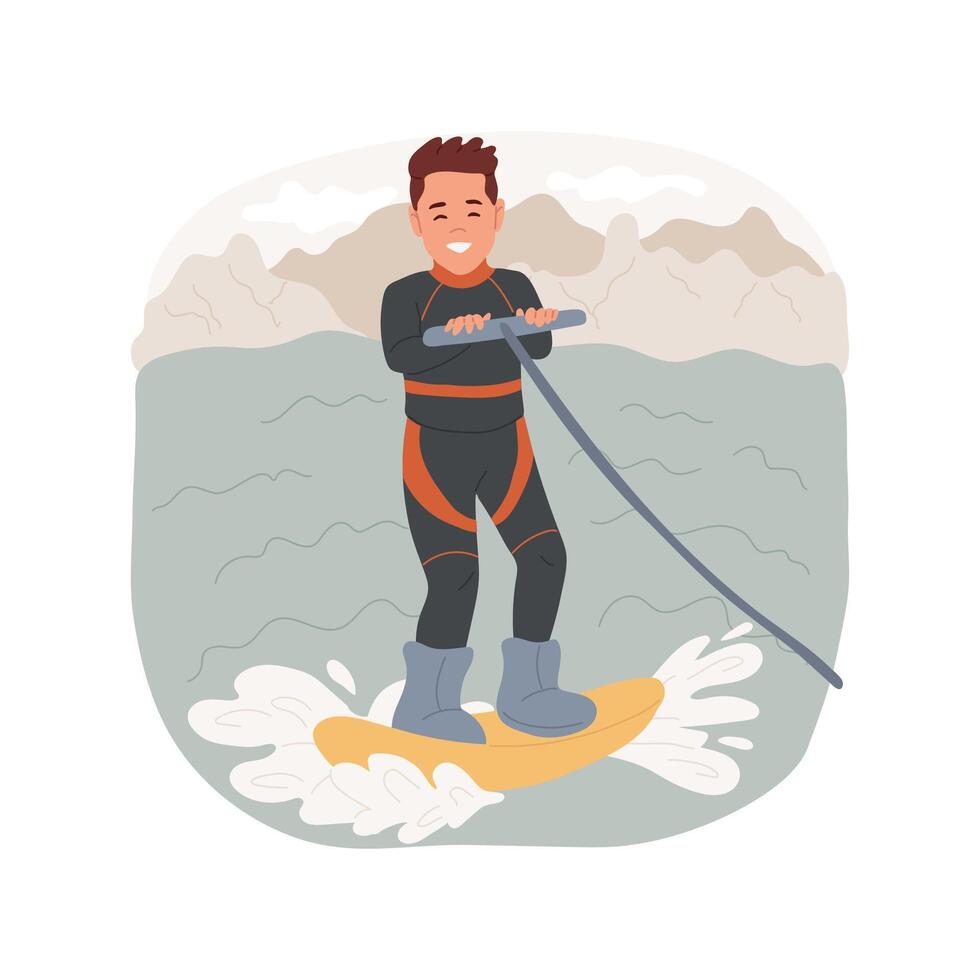 Wakeboarding isolated cartoon illustration. vector