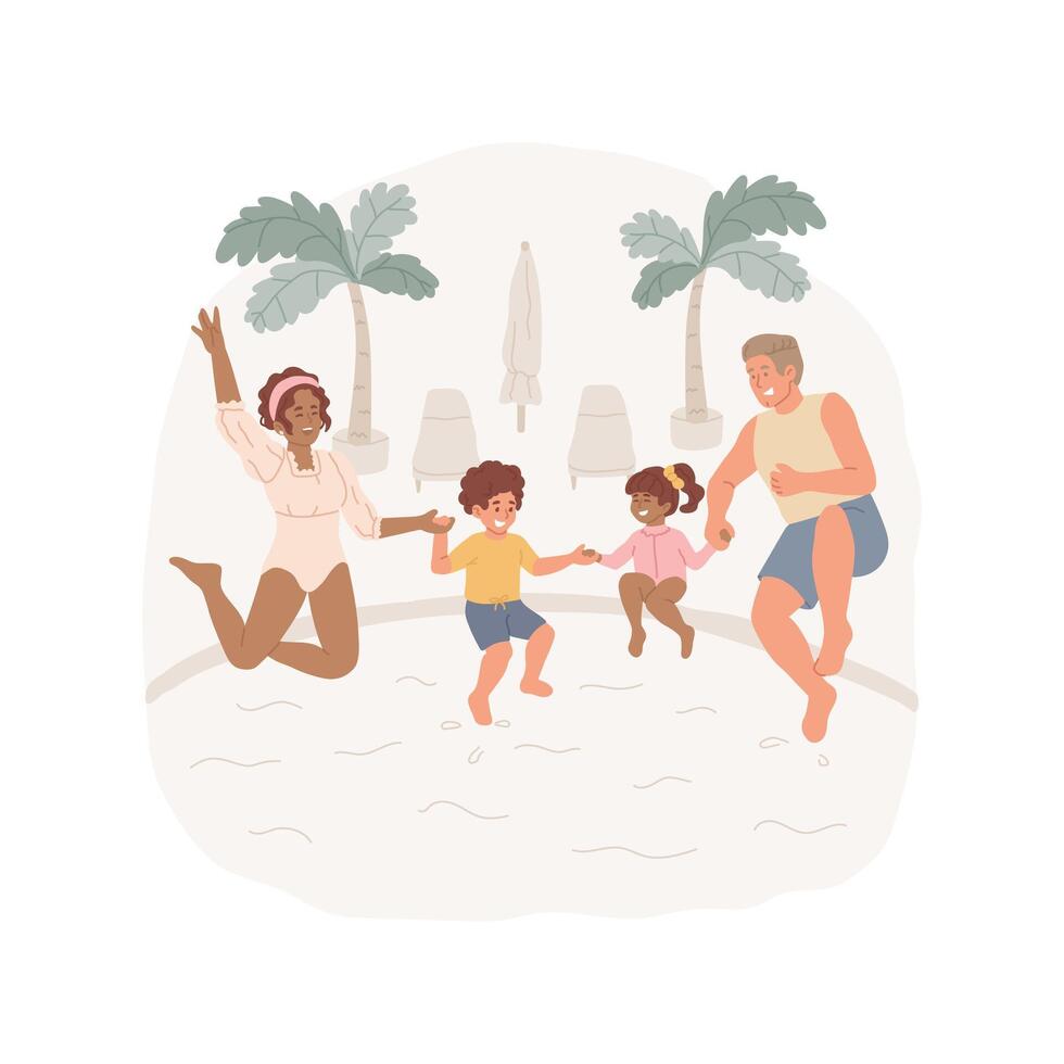 Jumping to the pool isolated cartoon illustrations. vector