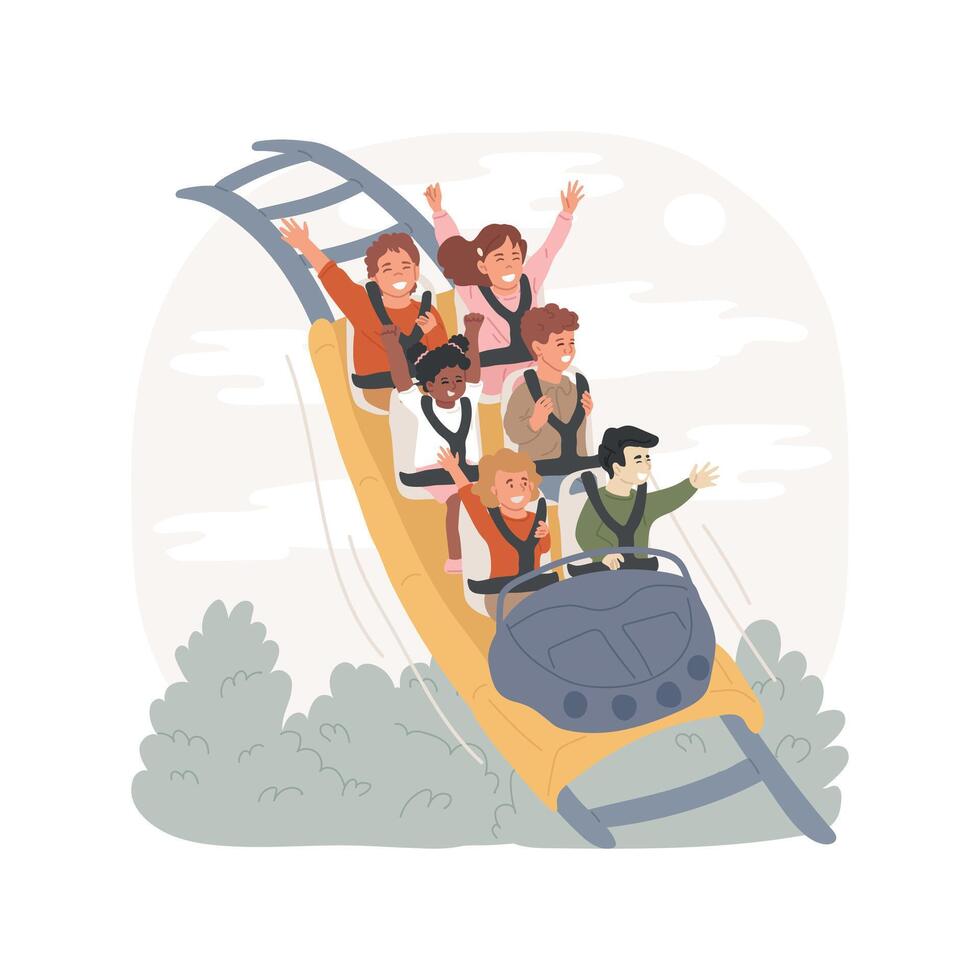 Roller coaster isolated cartoon illustration. vector