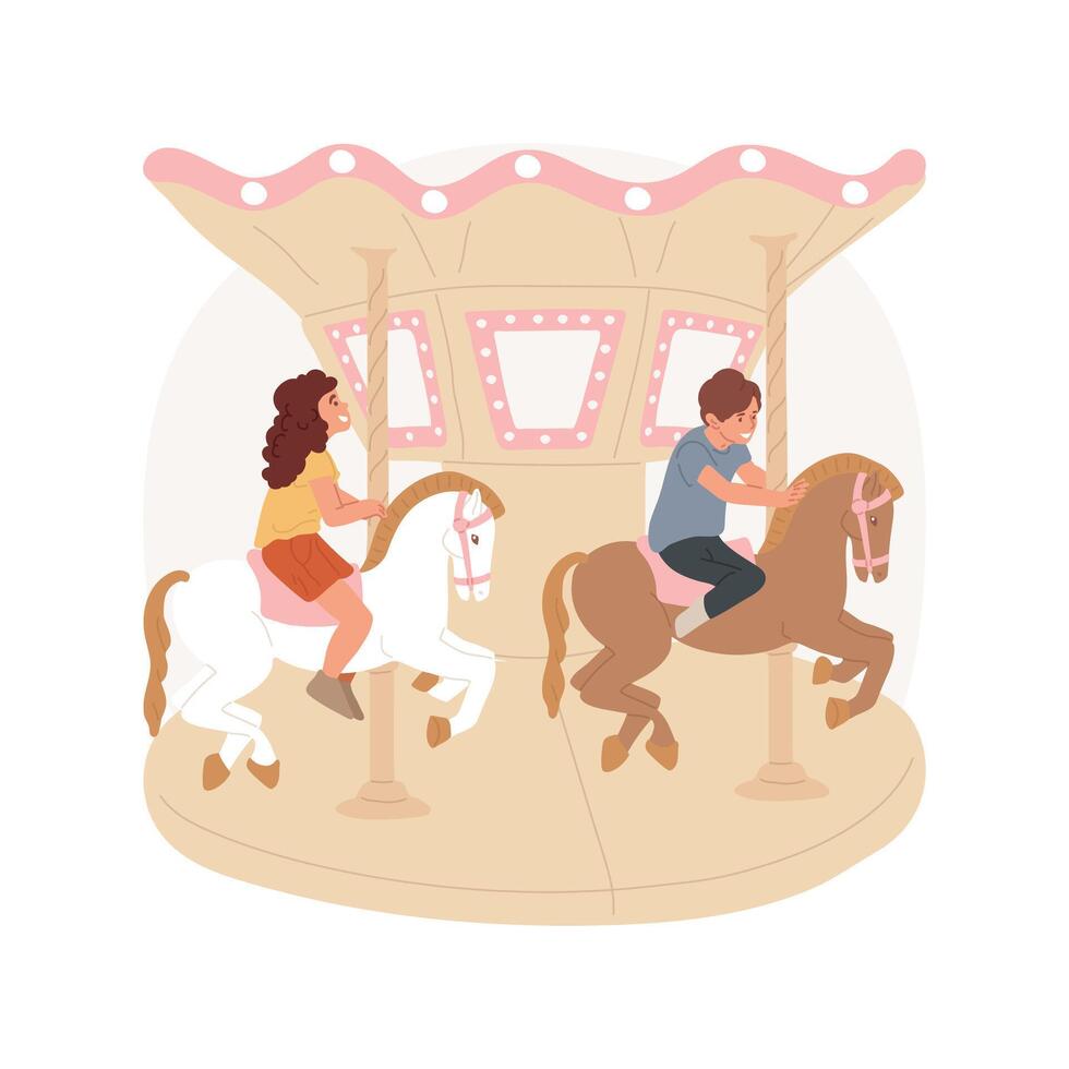 Merry-go-round isolated cartoon illustration. vector
