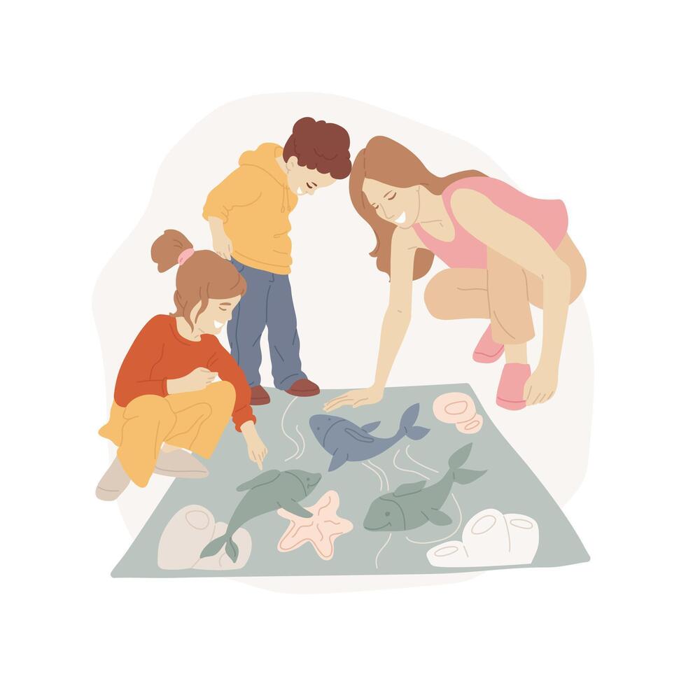 Floor interactive games isolated cartoon illustrations. vector