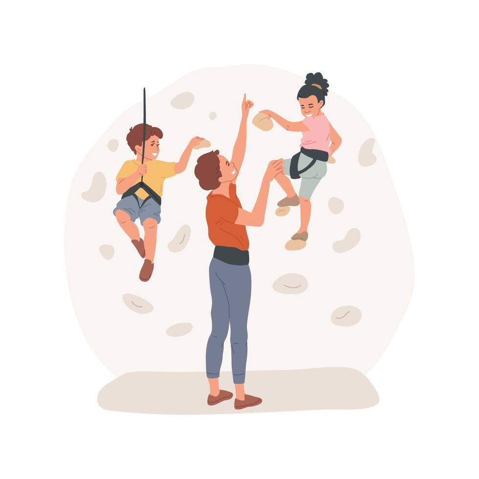 Rock climbing wall isolated cartoon illustrations. vector