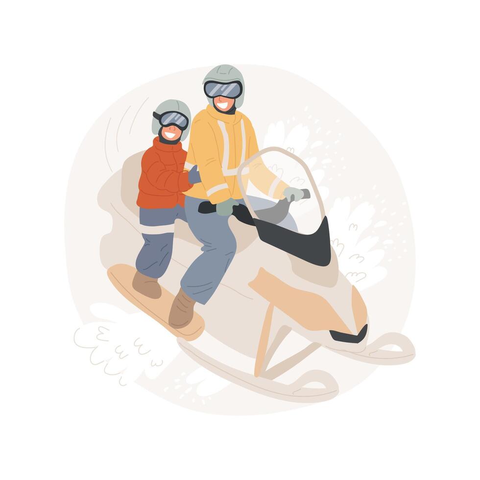 Snowmobile isolated cartoon illustration. vector