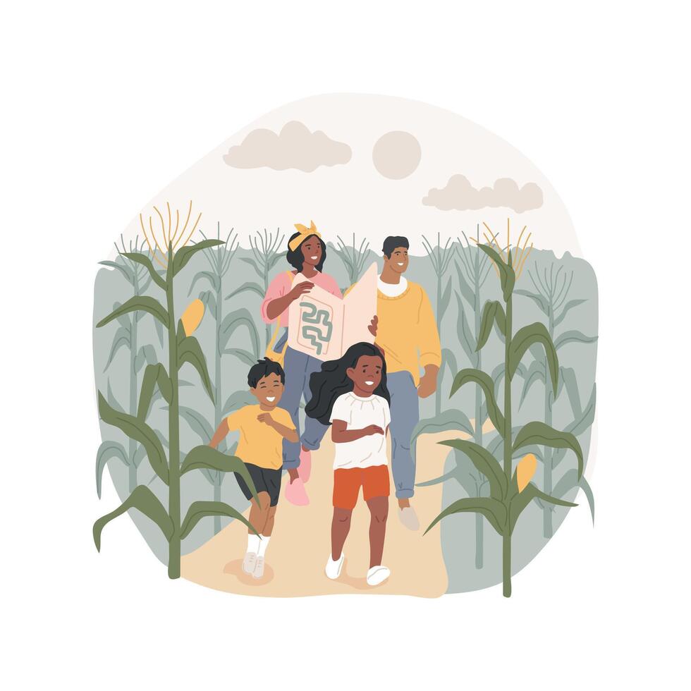 Corn maze isolated cartoon illustration. vector
