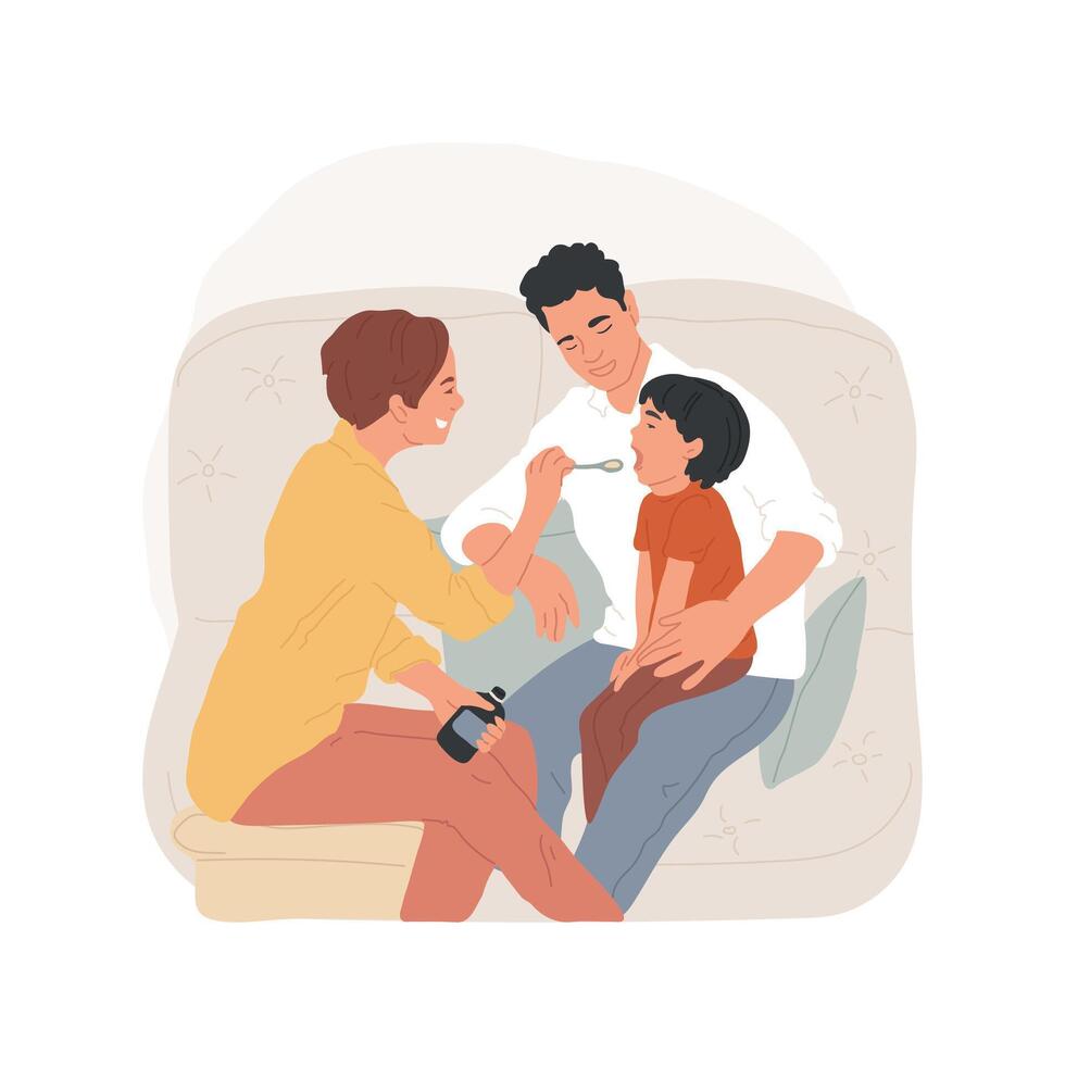 Taking medication isolated cartoon illustration. vector