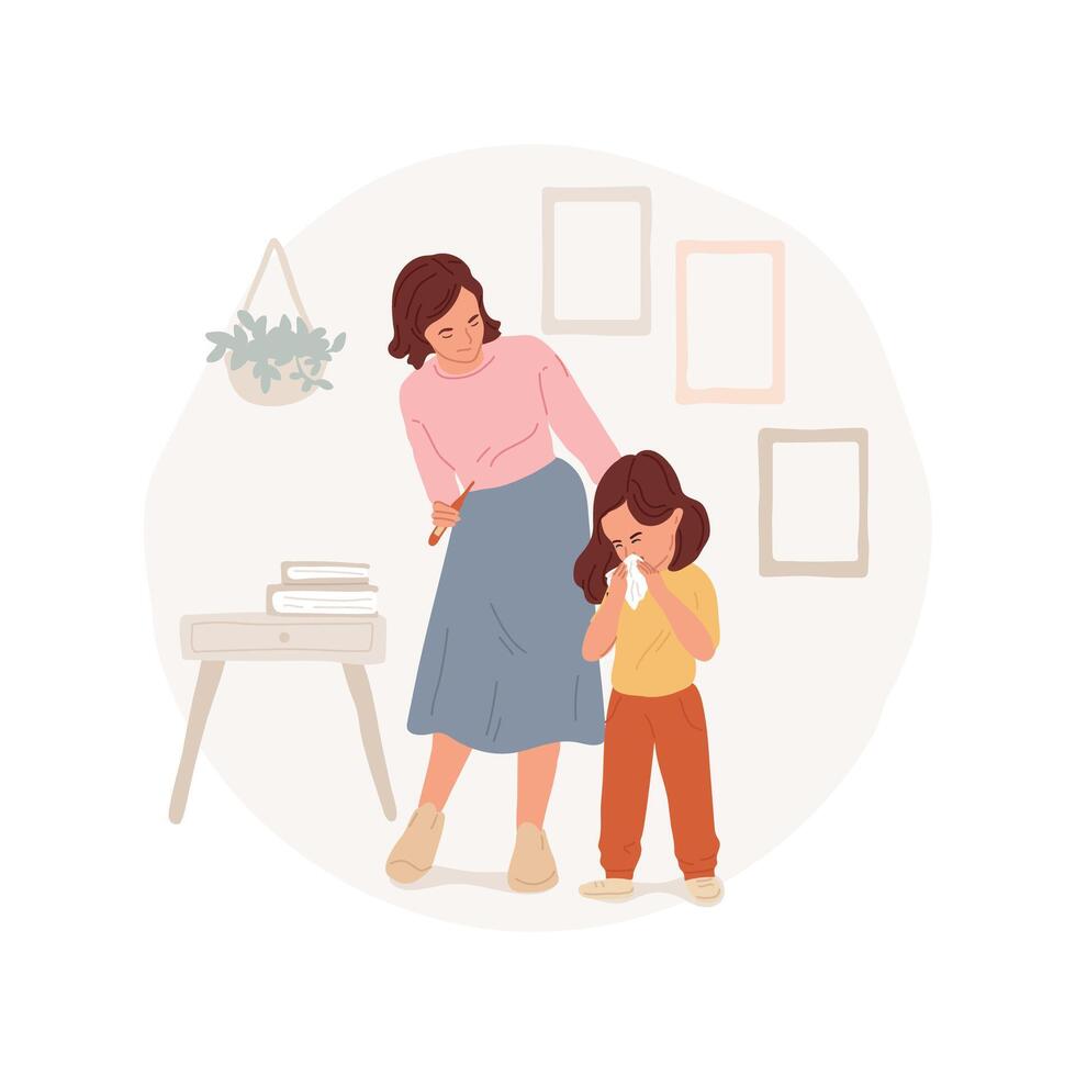Flu symptoms isolated cartoon illustration. vector