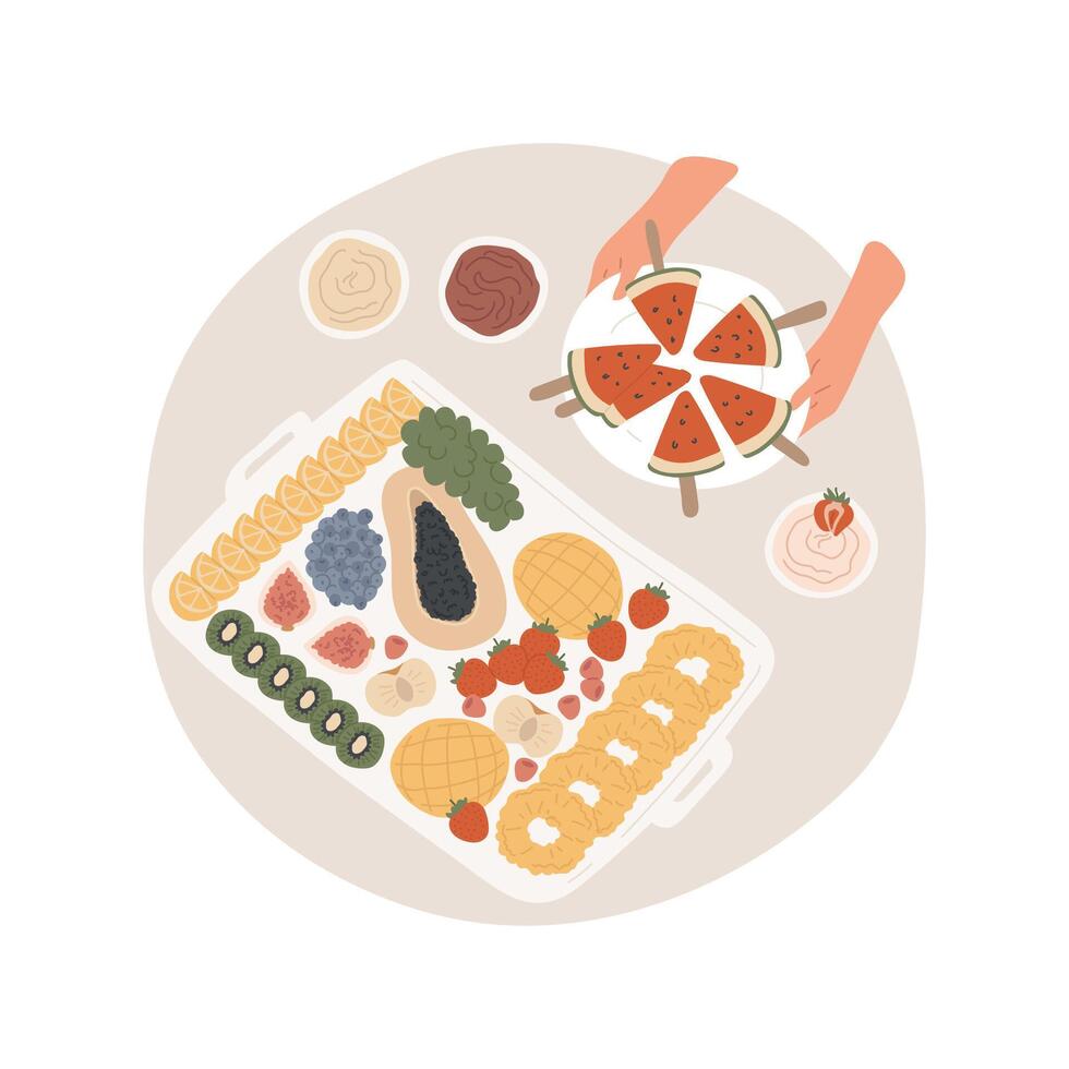 Fruit platter isolated cartoon illustration. vector