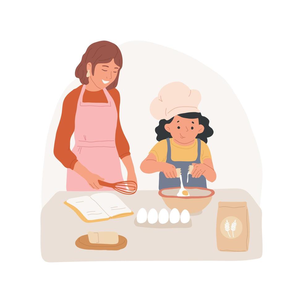 Breaking eggs isolated cartoon illustration. vector