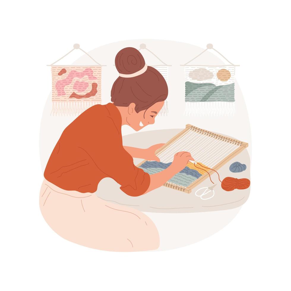 Tapestry isolated cartoon illustration. vector