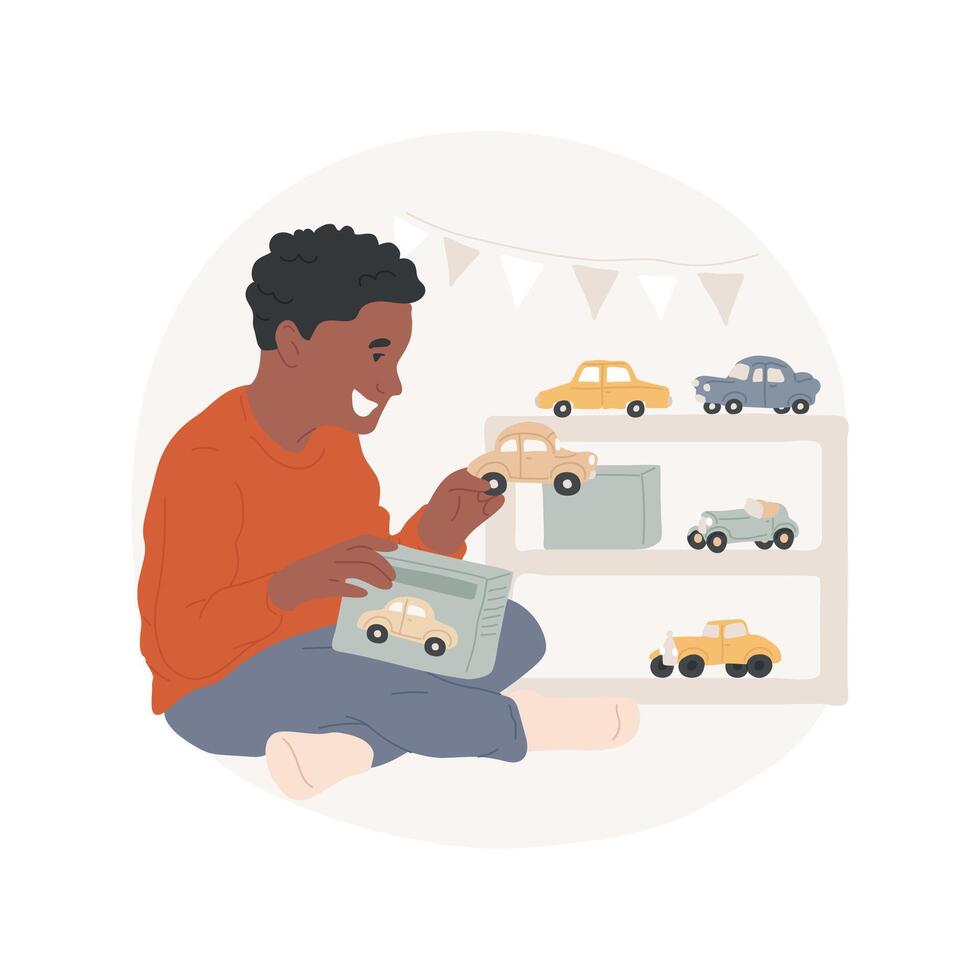 Toy car models isolated cartoon illustration. vector