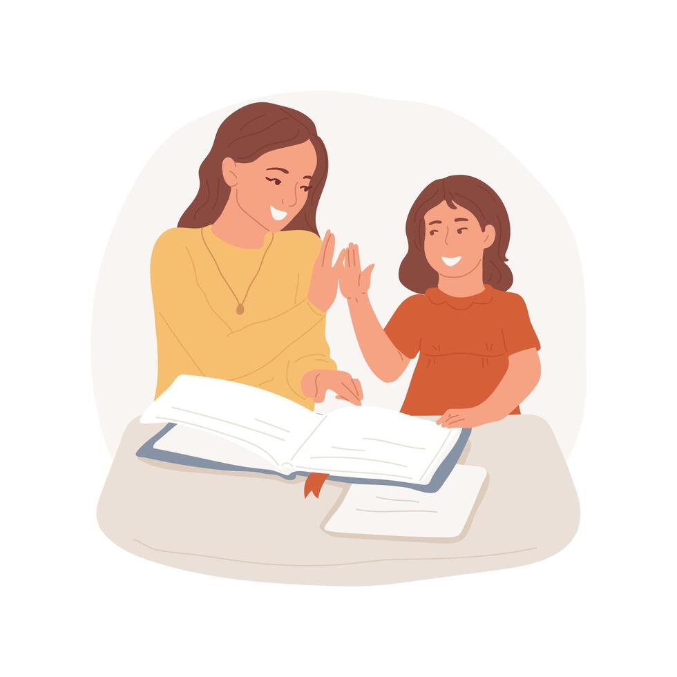 Praise the child isolated cartoon illustration. vector